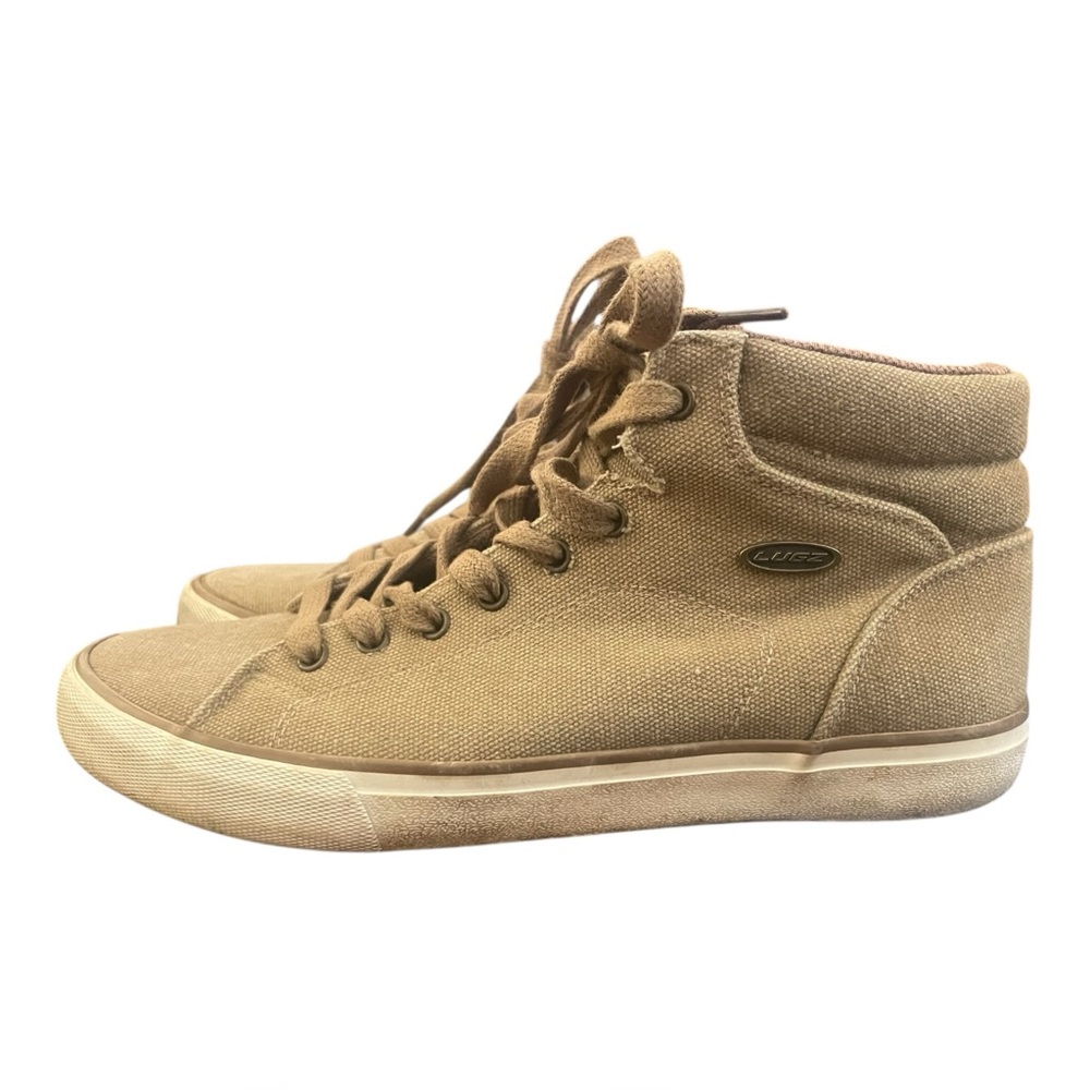 Mens Lugz Hi Top Sneakers Textile Upper Size 8 Tan/White MKINGC-2910